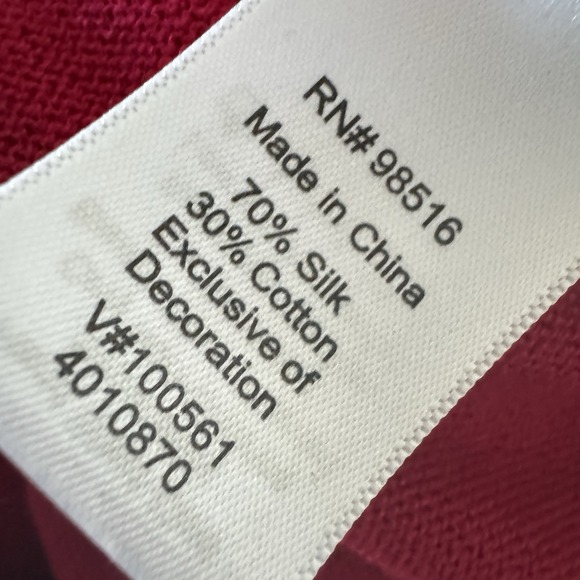 NWT $99 Coldwater Creek Red Silk Beaded Velvet Cardigan Sweater Sz S Holiday - Picture 6 of 9